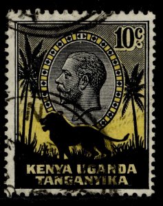 KENYA UGANDA TANGANYIKA GV SG112, 10c black & yellow, FINE USED.