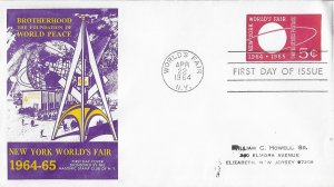 1964 Stamped Envelope FDC, #U546, 5c New York World's Fair, G. W. Masoni...