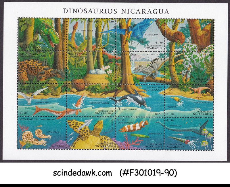 NICARAGUA - 1994 DINOSAURS / MARINE PREHISTORIC ANIMALS - MIN/SHT MNH