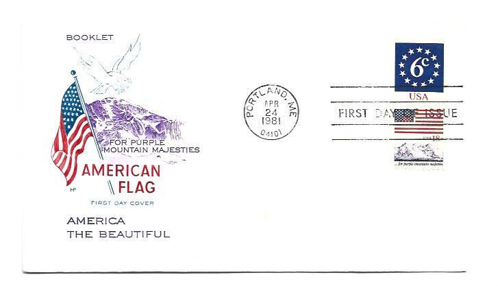 1892-93 Circle of Stars, Flag/Mountain booklet pair Farnam, HF, FDC