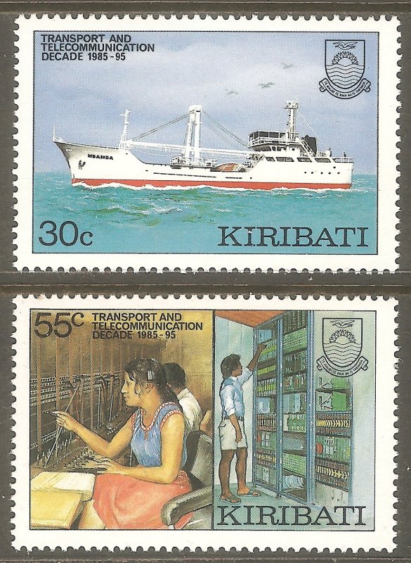 KIRIBATI Sc# 485 - 486 MNH FVF Set2 Transport & Telecommunication Ship