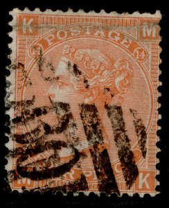 GB QV SG94, 4d vermilion plate 14, USED. Cat £29. B01 ALEXANDRIA MK