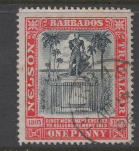 BARBADOS;  1906 early Centenary issue fine used 1d. value, Postmark