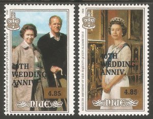 NIUE Sc# 546 - 547 MNH FVF Set of 2 Queen Elizabeth II 40th Wedding Anniversary