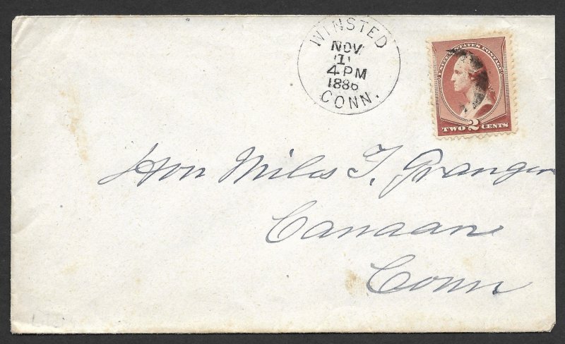 Doyle's_Stamps: Winsted, CONN, 1886 State Postal History w/Crisp CDS