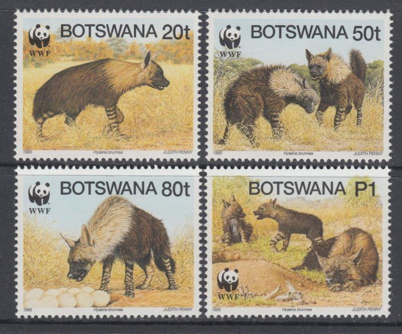 XG-BA145 BOTSWANA - Wwf, 1995 Wild Animals, Brown Hyena MNH Set