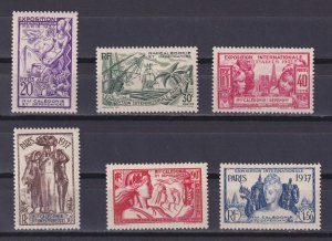 NEW CALEDONIA 1937, Sc #208-213, Paris Exhibition, MH