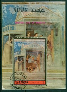 Ajman 1972 Mi#MS389A Scenes from the Life of the Virgin by Giotto MS CTO
