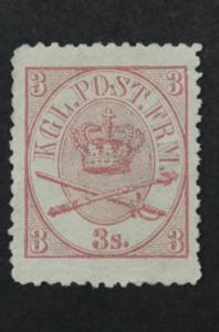 DENMARK #12b MNG 3sk red violet Perf 12 1/2  Unused no Gum