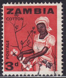 Zambia 7 USED 1964 Woman Picking Cotton
