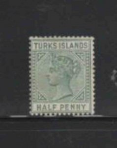 TURKS ISLANDS #48 1885 1/2p QUEEN VICTORIA MINT VF LH O.G d