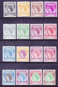 Malaya Malacca 29-44 MNH & LH 1954-55 QE II Full Set VF-XF Scv $76.00 (2 Scans)