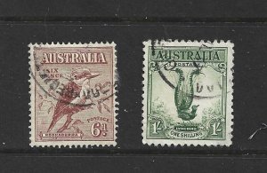 AUSTRALIA - 1939 KOOKABURRA AND LYREBIRD - SCOTT 139 & 141 - USED