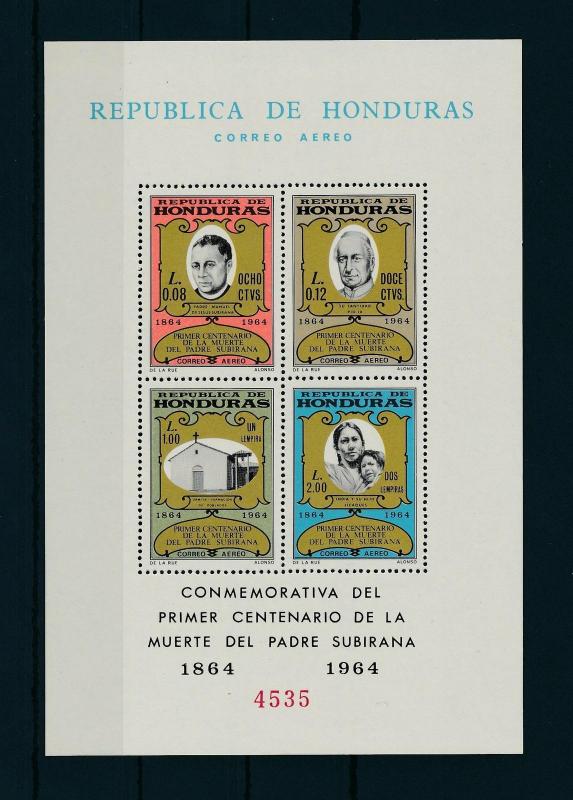 [19223] Honduras 1965 Padre Subirana Missionary to Indians Souvenir Sheet MNH