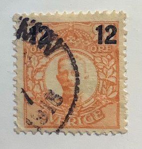 Sweden 1918 Scott 100  used - 12 on 25o, King Gustaf V