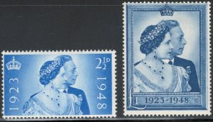 Great Britain 1948 Royal Silver Wedding Scott # 267 - 268 MH