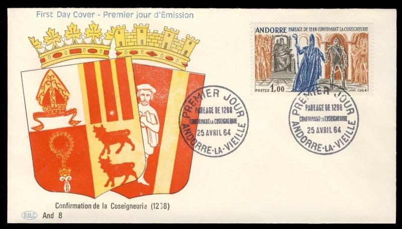 ANDORRE - 1964 (25/04)  Yvert 170 enveloppe 1er JOUR - FDC