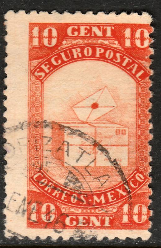 MEXICO G4, 10cents INSURED LETTER. USED. F-VF (969)