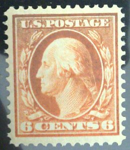 US Scott #336 - VF - 6c Red Orange - Washington - MNH - 1909