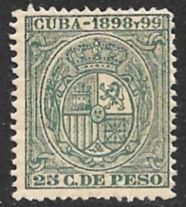 CUBA 1898 25c General Duty Revenue CG29 MNH Disturbed Gum