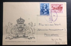 1943 Amsterdam Netherlands First Day Postcard Cover FDC To Heemstede