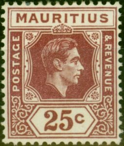 Mauritius 1941 25c Brown & Purple SG259b Fine MM