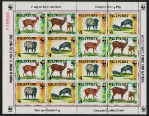 Philippines WWF Spotted Deer Warty Pig Sheetlet of 4 sets 1997 MNH