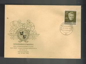 1953 Berlin West Germany First Day Cover # 9NB91 karl Schinkel