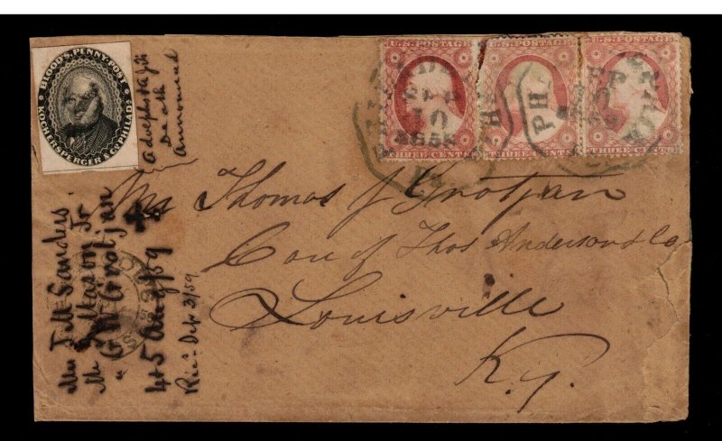 USA #15L18 Used With Three Copies Of 3cent 1857 On Triple Rate Cover To KY 