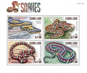SIERRA LEONE - 2015 - Snakes - Perf 4v Sheet - Mint Never Hinged