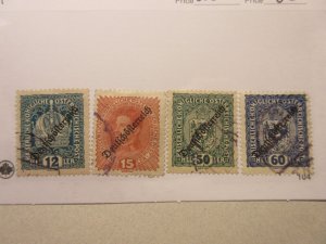 AUSTRIA Scott 185, 186, 191, 192, USED Cat $8.40