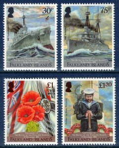 FALKLAND ISLANDS 2014 Battle of the Falklands; Scott 1124-27, SG 1300-03; MNH