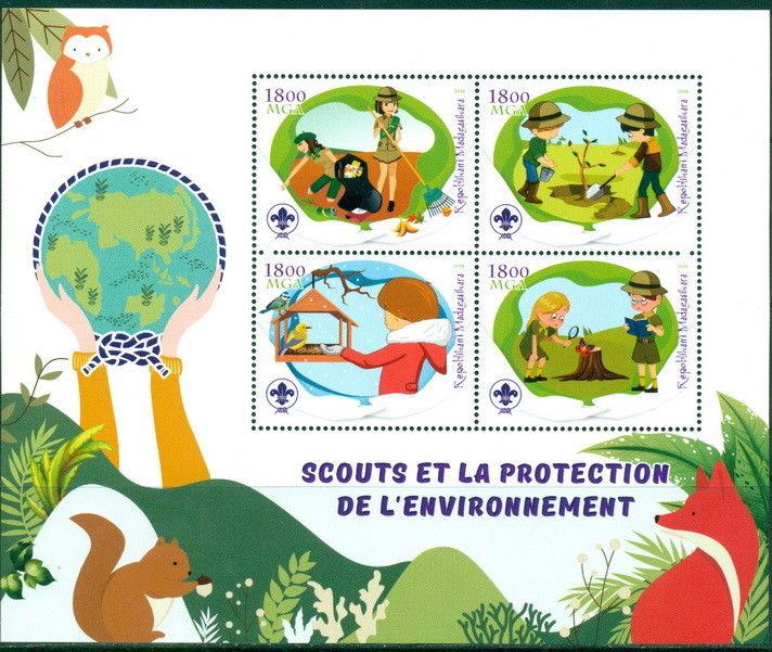 BOY SCOUTS ANIMALS BIRDS SCOUTING FAUNA MADAGASCAR MNH STAMP SET