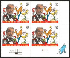 USA Sc. 3835 37c Dr. Seuss 2004 MNH plate block