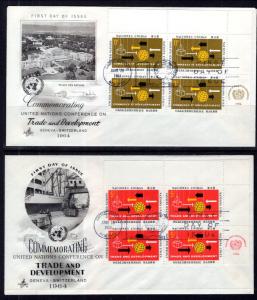 UN New York 129-130 Trade Plate Blocks Artcraft Set of Two U/A FDC