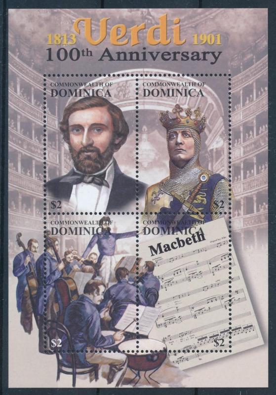 [95064] Dominica 2001 Music Verdi MacBeth Sheet MNH