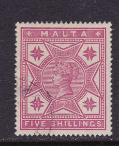 Malta Scott 14, 1886 QV 5/,  VF Used Scott $105