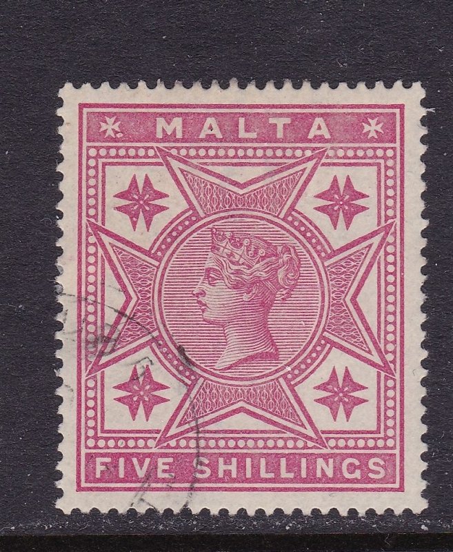 Malta Scott 14, 1886 QV 5/,  VF Used Scott $105