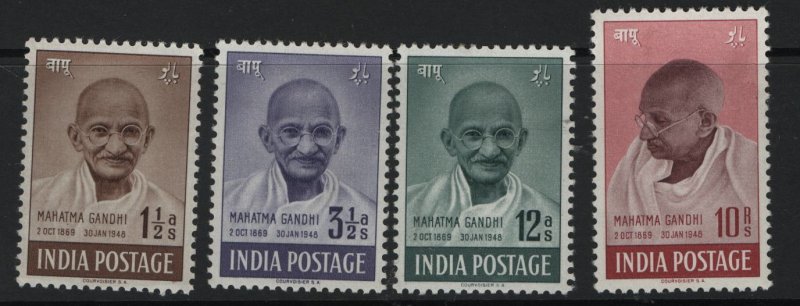 INDIA  203-206  MINT HINGED,  MAHATMA GANDHI SET 1948