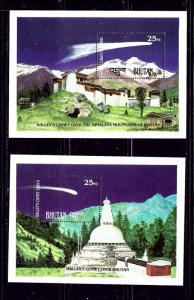 Bhutan 572-73 MNH 1986 Halleys Comets S/S