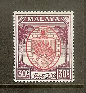 Malaya-Negri Sembilan, Scott #52, 30c Arms, MH