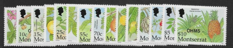 MONTSERRAT SGO137/51 2002 CARIBBEAN FRUITS OFFICIAL SET MNH