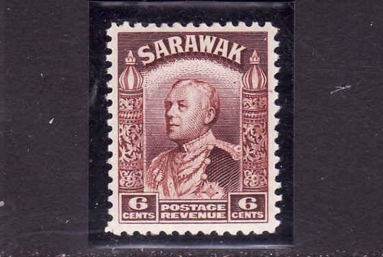 D3-Sarawak-Scott#117-Unused NH definitive-6c red brn-Sir Cha