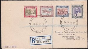 SAMOA 1939 25th Anniv set on registered FDC ex Apia........................A8760