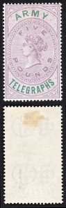 South Africa SGAT13 FIVE Pound Lilac and Green Army Telegraphs M/M Very Fresh C