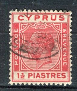 CYPRUS; 1925 early GV issue fine used 1.5Pi. value