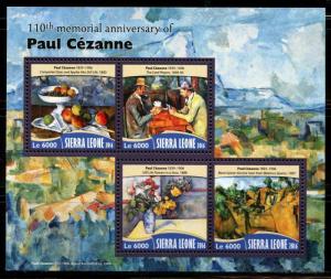 SIERRA LEONE 2016 110th MEMORIAL ANNIVERSARY OF PAUL CEZANNE SHEET MINT NH