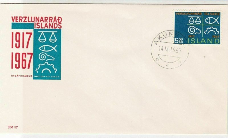 Iceland 1967 Akureyri Cancel Chamber of Commerce Pic FDC Stamps Cover Ref 26520