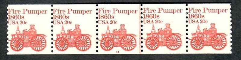 #1908 Fire Pumper #14 MNH plate number coil PNC5