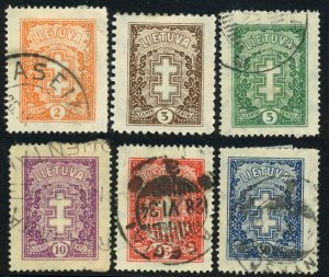 Lithuania #210-214 #217 Double Barred Cross Postage Stamps Europe 1927 Used